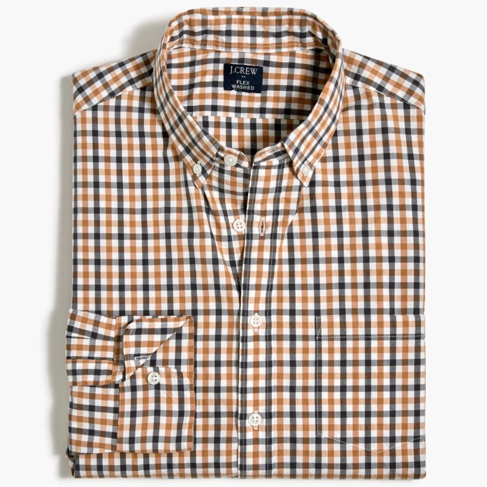 EUC Men's J. CREW Flex Washed‎ Slim Untucked Button-down Dress Shirt | Size L